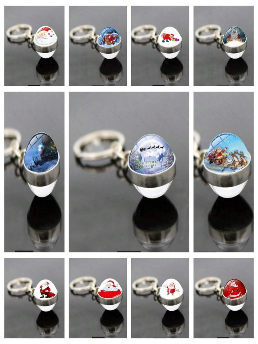 Christmas Crystal Ball Pendant Key Chain, Creative Metal Keyring Ornament, Small Gift - Multicolor - View 1