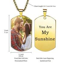Gepersonaliseerde 18K vergulde roestvrijstalen foto-hondenpenningketting, gepersonaliseerde kleurrijke fotoketting, cadeau voor geliefden, verjaardag/Thanksgiving/Valentijnsdag/Kerstmis