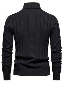 Men's Brown Turtleneck Sweater, Ribbed Knit Pullover For Men, Long Sleeve Knit Sweater With Vertical Stripes, Slim Fit Men's Sweater, Stylish And Comfortable Turtleneck Knit Sweater, Men's Soft Knit Sweater For Fall And Winter, Warm And Breathable Turtleneck Sweater For Men, High-Quality Ribbed Knit Sweater, Classic Men's Turtleneck Pullover, Lightweight Knit Sweater For Casual And Business Wear, Elegant Men's Turtleneck Knit Shirt, Comfortable Men's Ribbed Sweater For Layering, Slim Fit Long Sleeve Knit Sweater For Men, Fashionable Turtleneck Sweater For Men's Wardrobe, Versatile Knit Sweater For Office, Weekend, And Daily Wear, Men's Warm Knit Sweater For Autumn And Winter, Soft And Cozy Men's Ribbed Sweater Turtleneck Knitting Sweater, Men's Leisure Warm Solid Color High Elastic Pullover Sweater Autumn And Winter - 黑色 - 查看 2