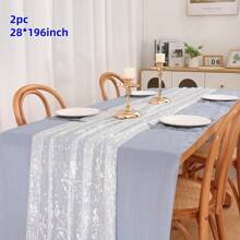1/2pcs 28*120/196 Inch Silver Sheer Chiffon Table Runner, Metallic Foil Glitter, Silver Party Table Decor Center Piece, Suitable For Boho Chic Table Runner, Gifts For Birthday, Bridal Shower, Party, Christmas Dining Table Decoration (Multiple Colors Available)