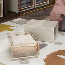 1 件易于安装的塑料抽屉储物盒，耐用可堆叠收纳盒，适用于衣服、毯子、卧室、家庭、宿舍、浴室配件 - 节省空间的家庭整理解决方案 - 彩色 - 查看 5