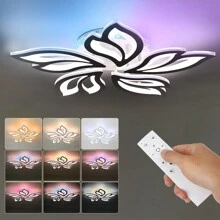 OYAJIA OYAJIA Moderne RGB LED-dimmbare Deckenleuchte mit Fernbedienung Kücheninsel Lampe Esstisch Kreative Spirale Blumenform Design Acryl Decke Kronleuchter Beleuchtung