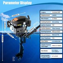 OUKANING Outboard Motor Engine 6HP Fishing Boat 4 Stroke HANGKAI Engine Air Cooling Motor Heavy Duty Outboard Motor Marine Boat Engine Air Cooling 2500RPM - Black - View 1