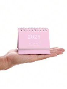 1pc 2025 Mini Desk Calendar Simple Solid Color Calendar Fresh And Simple,Desktop Paper Mini Stand Calendar,Small Size, Creative, And Easy To Use,Simplistic Yet Elegant Paper Construction - Multicolor - View 4