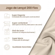 Standard Double Sheet Set 3 Pieces Micropercal 200 Threads Satin Touch 100% Soft - 卡其色 - 查看 2