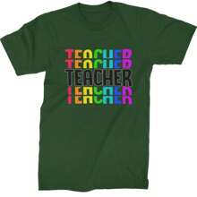 Teacher Repeated Rainbow Pattern  Mens T-Shirt