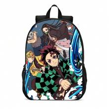 Youth Backpack Children's New Prints Anime Back To School New Product Side Pockets - màu đen - Xem 1