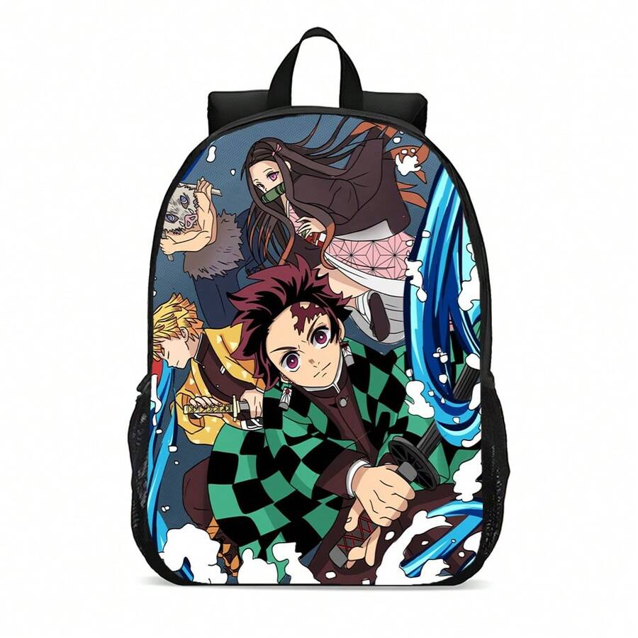 Youth Backpack Children's New Prints Anime Back To School New Product Side Pockets - màu đen - Xem 1