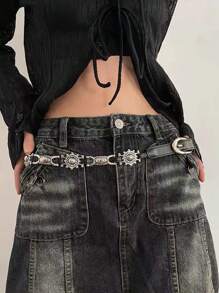 复古风格女士皮带，2024新款朋克装饰韩版时尚黑色皮带，多功能夏季 - 彩色 - 查看 9