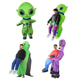 1PC (Comes With Inflatable Blower - No Batteries) Alien Hugging People/Ghost Hugging People/Alien Inflatable Costume Adult,Costume Men/Women Adult,Stage Performance/Event Party Costume Props, Men's And Women's Birthday Party Christmas Halloween Fun Role-Playing Costumes.