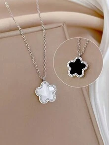 1 件幸运五叶花简约风格小众百搭精致锁骨链项链 - 均碼 - 查看 1