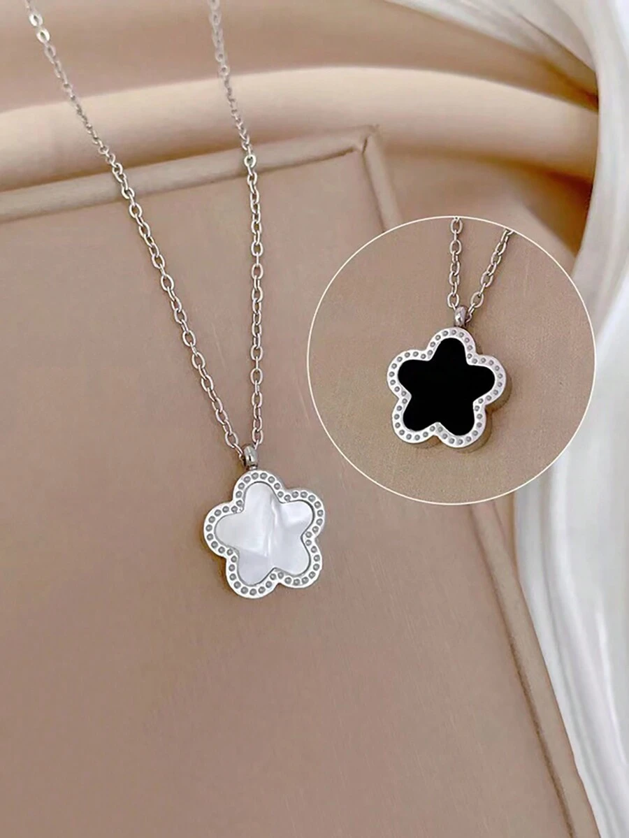 1 件幸运五叶花简约风格小众百搭精致锁骨链项链 - 均碼 - 查看 1