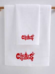 QIBHI 1件套圣诞花卉雪花鹿图案毛巾套装，含圣诞帽和雪人装饰，圣诞礼物和派对用品，家居浴室装饰浴巾，适用于美容院、酒店、运动场所、家居必备，毛巾，护肤浴巾 - 白色 - 查看 7