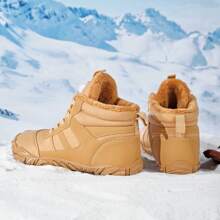 1 par de botas de nieve para senderismo al aire libre para mujer, impermeables, con forro térmico, nueva diseño con hebilla giratoria y suelas antideslizantes y resistentes al desgaste