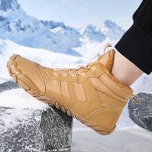 1 par de botas de nieve para senderismo al aire libre para mujer, impermeables, con forro térmico, nueva diseño con hebilla giratoria y suelas antideslizantes y resistentes al desgaste