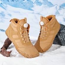 1 par de botas de nieve para senderismo al aire libre para mujer, impermeables, con forro térmico, nueva diseño con hebilla giratoria y suelas antideslizantes y resistentes al desgaste