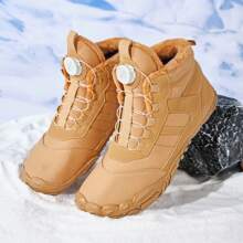1 par de botas de nieve para senderismo al aire libre para mujer, impermeables, con forro térmico, nueva diseño con hebilla giratoria y suelas antideslizantes y resistentes al desgaste