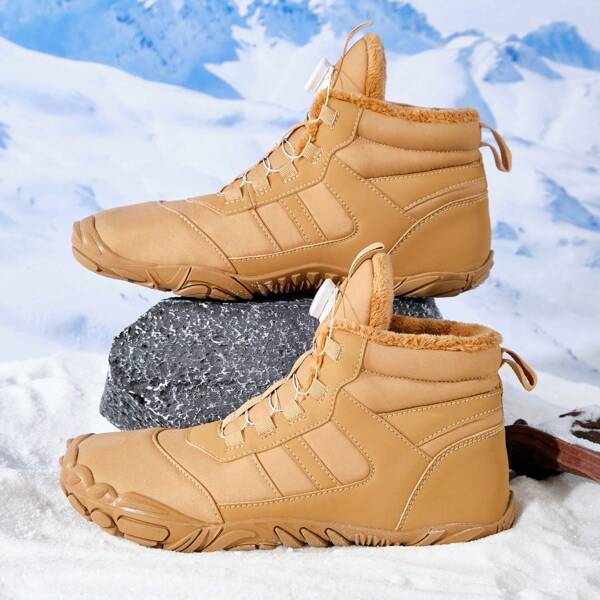 1 par de botas de nieve para senderismo al aire libre para mujer, impermeables, con forro térmico, nueva diseño con hebilla giratoria y suelas antideslizantes y resistentes al desgaste