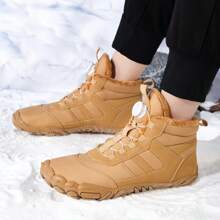 1 par de botas de nieve para senderismo al aire libre para mujer, impermeables, con forro térmico, nueva diseño con hebilla giratoria y suelas antideslizantes y resistentes al desgaste