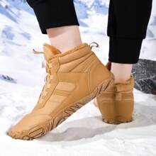 1 par de botas de nieve para senderismo al aire libre para mujer, impermeables, con forro térmico, nueva diseño con hebilla giratoria y suelas antideslizantes y resistentes al desgaste