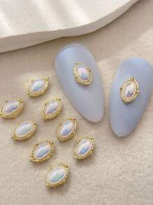 Oval Nail Charms Nail Drills Rhinestones 10pcs 3D Alloy Nail Art Decorations Gift For Girls Nail Supplies For Versatile DIY Accessories - Adorn Nails, Shoes, Clothes, Bags Crafts Face Decoration More