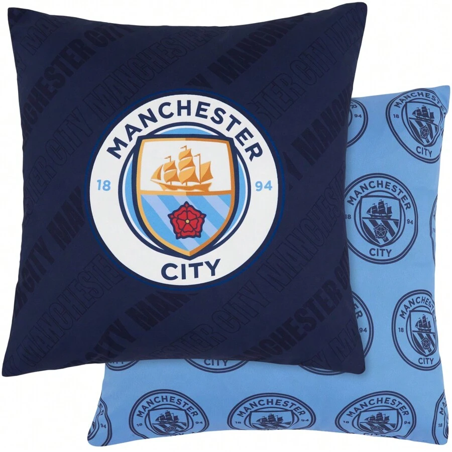 Manchester City FC Square Cushion Covers 39 X 39cm Bed Sofa Cover Pack Of 2 Gift - Multicolor - View 1