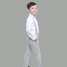 Children's Social Set For Boys, Pageboys, Wedding Suspenders, Gray, Sizes 1 To 16 - 淺灰色 - 查看 4