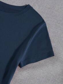 Women's 100% Cotton Casual T-Shirt New Arrival Promotion DTF Print Dog And Heart - 藏蓝色 - 查看 4