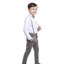 Children's Social Set For Boys, Pageboys, Wedding Suspenders, Gray, Sizes 1 To 16 - 灰色 - 查看 7