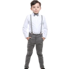Children's Social Set For Boys, Pageboys, Wedding Suspenders, Gray, Sizes 1 To 16 - 灰色 - 查看 9