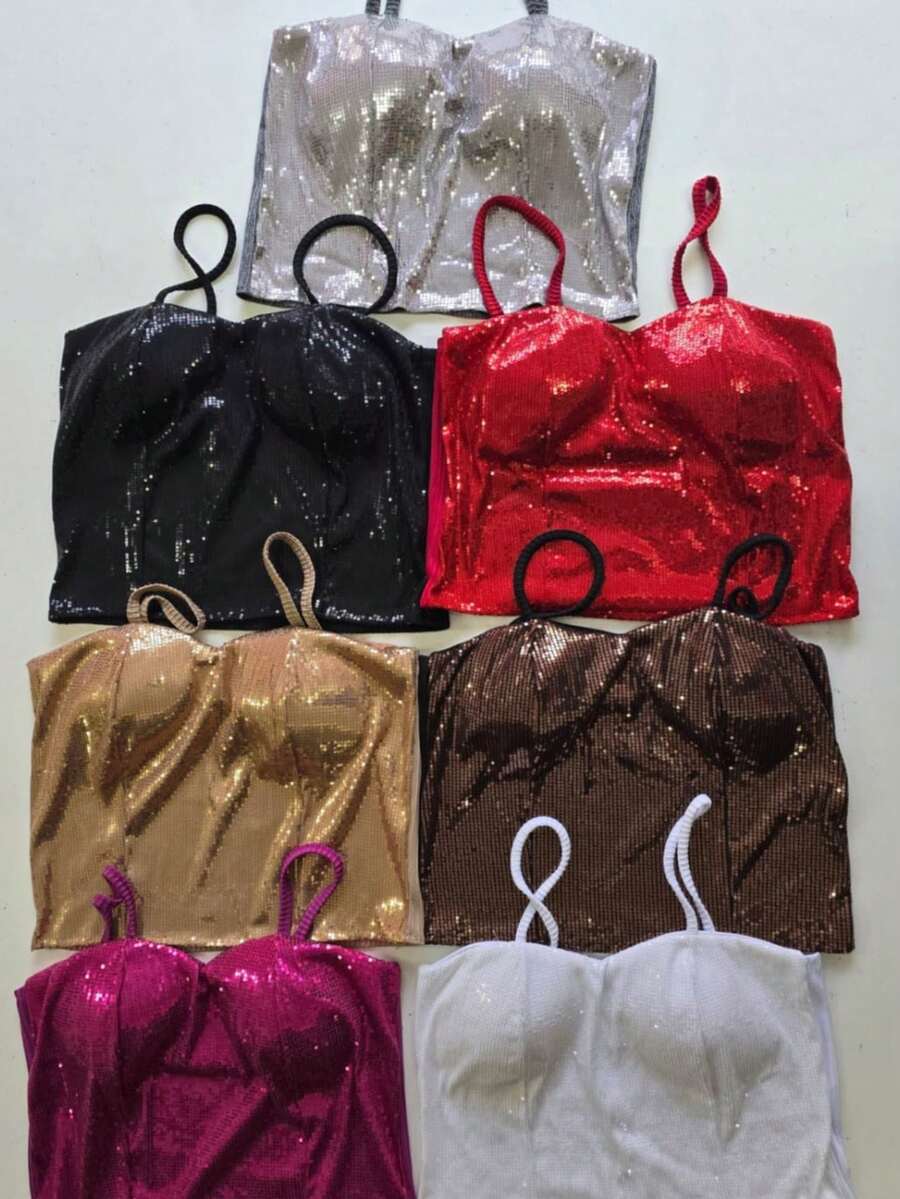 PLUSSIZE WOMEN'S SEQUIN CROPPED TOP SHEIN South Africa