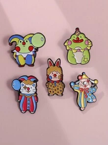 1pc Circus Clown Theme Metal Badge Accessory, Unique Frog Cat Shaped Scarf Buckle Design - Multicolor - View 4
