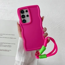 Light Purple New Macaron Color Wave Shell TPU Soft Shell Mobile Phone Shell DIY Cloth Rope Mobile Phone Lanyard Protective Shell Compatible With Apple Iphone11/12/13/14/ 15Promax, Sam Sung S22/S23FE/S24U/A55/A35/A25/A15, Redmi NOTE11/12/13PRO PLUS/13 C, OPPO RENO11F, Honor90LITE/X50/KE70E/POCOX6Pro, Vivo, Realme8/8P/9I, Xiao Mi, INFINIX, TECNO And Other Mobile Phone IPhone Cases Protective Case - Light Purple - View 5