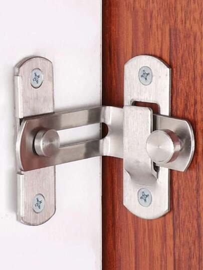 1pc Stainless Steel 90 Degree Barn Door Latch Lock, Sliding Door Bolt Lock, Right Angle Door Latch Buckle For Door