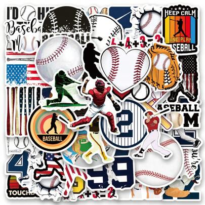 100 Stücke Baseball Aufkleber Vinyl Ästhetik Aufkleber für Scrapbooking, Tagebuch, Laptop, Stoßstange, Skateboard, Wasserflasche, Computer, Handy, Cartoon, Schutzhelm, Auto Aufkleber und Dekorationen