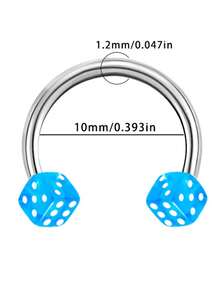 1 件医用级不锈钢鼻环耳环，多色骰子设计，适合年轻女性日常和节日佩戴 - 多功能環 - 查看 4