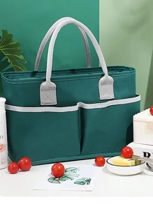1 geantă de prânz izolată cu mai multe buzunare pentru femei, comerț cu ridicata, capacitate mare, geantă de prânz la modă coreeană - Multicolor - Vizualizare 2