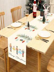 1 件 33 * 183 厘米圣诞风格桌旗，圣诞胡桃夹子设计厚亚麻桌旗，桌布是家庭圣诞派对房间餐桌家居装饰的完美装饰，2025 新年装饰用品，圣诞节装饰，圣诞饰品，圣诞装饰，圣诞装饰，万圣节，万圣节装饰 - 胡桃鉗 - 查看 7