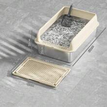 Große Katzentoilette mit Deckel, extra große Katzentoilette für große Katzen, XL Streuschale mit hohen seitlichen Wänden, nicht klebrig, auslaufsicher, einfach zu reinigen