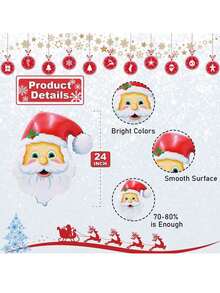 3/6 Stück Weihnachtsmann Luftballons, für drinnen oder Outdoor zu jedem besonderen Anlass, Weihnachtsparty, Fotobox, Weihnachtsparty Dekoration, Hintergrunddekor und andere Weihnachtsdekoration, Weihnachten