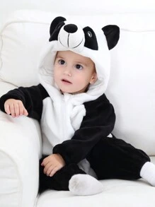 MICHLEY 1pc Cartoon Animal Print Flannel Cozy Sleeping Bag, Long Sleeve, Double Zipper Design, Unisex Baby, Suitable For All Seasons And Daily Use - Multicolor - View 3