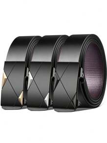 1 pieza/2 piezas/3 piezas Cinturón con hebilla automática para hombres, diseño sin dientes, adecuado para uso al aire libre, trajes casuales y un imprescindible para hombres. Verano, escuela, otoño, Halloween