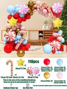 1 套圣诞快乐气球拱门套件，拐杖糖爆炸星迷你圣诞老人铝箔气球 18 英寸糖果五角星气球适用于圣诞派对装饰、万圣节、万圣节装饰 - 彩色 - 查看 9