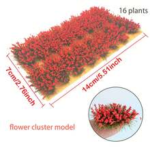 16 cái/hộp, Cao khoảng 1cm, Cụm hoa mô hình thủ công hình bầu dục, Diorama hoa tĩnh lớn có đế bằng nhựa - Bộ mô hình phong cảnh thực tế, Thích hợp cho cảnh quan tàu hỏa, Đường sắt, Mô hình cỏ nhân tạo và Diorama 3D. Thích hợp làm quà tặng Giáng sinh, Halloween và Lễ tạ ơn. Cụm hoa dài khoảng 2,5cm, Cao 1cm - Nhiều màu - Xem 14