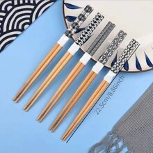 5 双可重复使用竹筷子 - 防滑、耐热、超轻、可用洗碗机清洗、防滑设计 - 可共享或存放、家用筷子、厨房、圣诞礼物、学校用品 - 彩色 - 查看 13