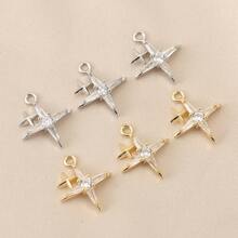 3 件 DIY 时尚星星吊坠铜镶嵌锆石镀 18K 金银珠宝吊坠