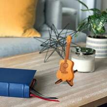 [Custom] 1set 3pcs Guitar Pick Holder With Customizable Personalized Wooden Guitar Picks Box, Unique Engraving, Suitable For Acoustic Guitar, Electric Guitar, Bass Guitar And Ukulele Enthusiasts - Yellow - View 5