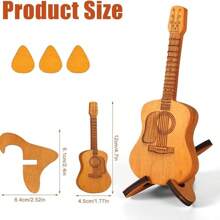 [Custom] 1set 3pcs Guitar Pick Holder With Customizable Personalized Wooden Guitar Picks Box, Unique Engraving, Suitable For Acoustic Guitar, Electric Guitar, Bass Guitar And Ukulele Enthusiasts - Yellow - View 8