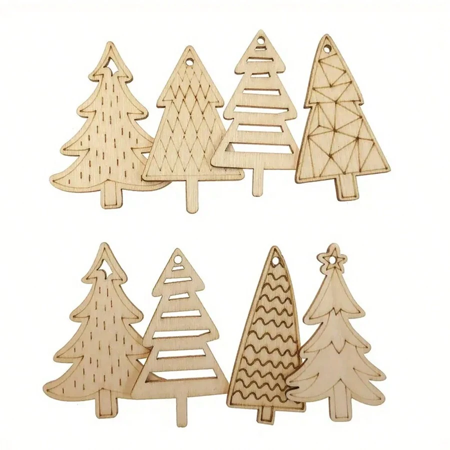 Kit de pintura DIY com 25 enfeites de Natal de madeira feitos à mão - Decoração natalina para pendurar em festas e em casa, fatias de madeira sem penas, sem necessidade de eletricidade (estilo e cor aleatórios) - Multicolorido - Ver 1