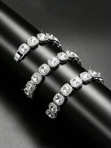 kuuioe 1 件几何立方体水钻闪光设计冰淇淋项链和手链，多种尺寸，时尚男女通用钻石镶嵌嘻哈风格项链 - 方塊 - 查看 6